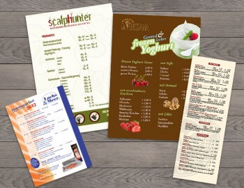 Beispiele für Preislisten, Speise- & Getränkekarten