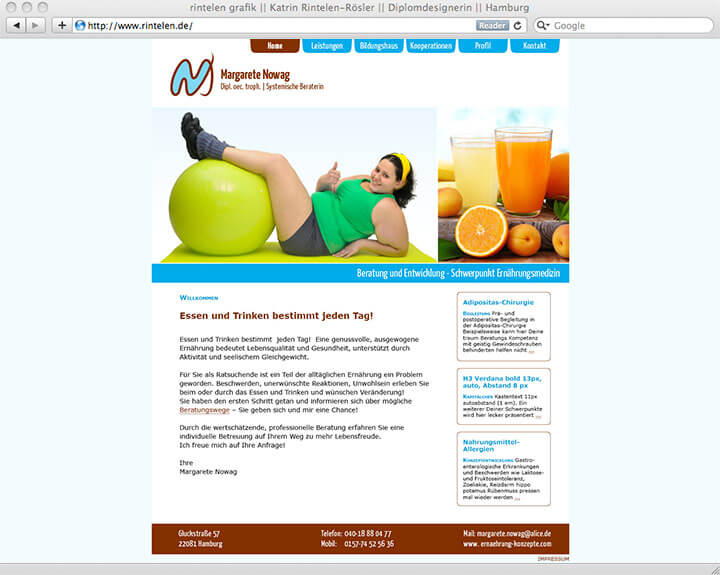 Website Margarete Nowag, Intro