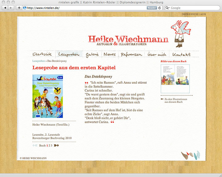 Website Heike Wiechmann, Leseprobe